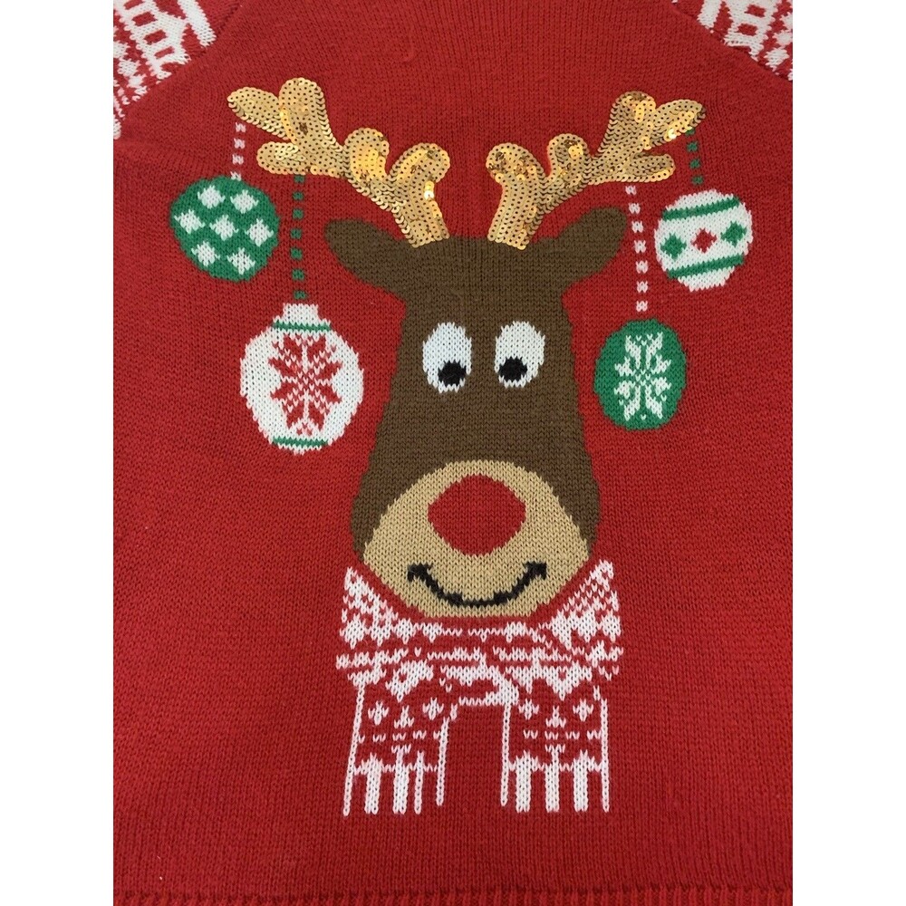 NO Boundaries Christmas Sweater‎ Rain Deer Red Size Medium and Cute, Not Ugly